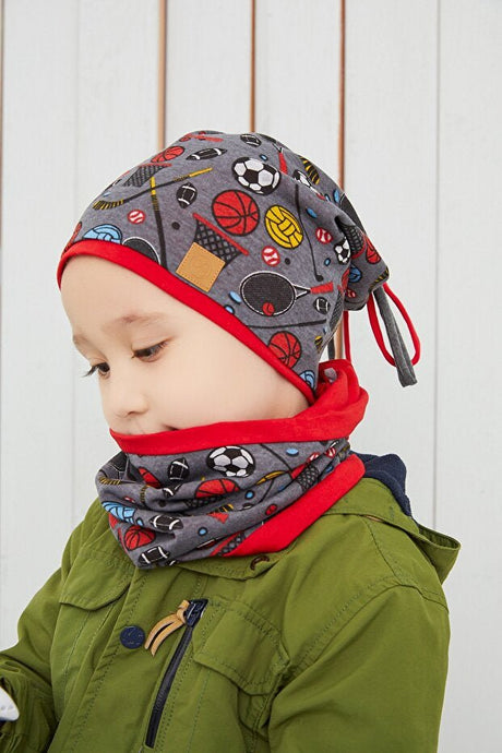 Boy's Sport Beanie & Neck Warmer Set - Soft Cotton - TryAladdin