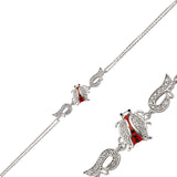 Sterling Silver Ladybug Charm Bracelet with Sparkling Zirconia