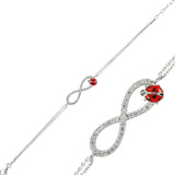 Sterling Silver Infinity Ladybug Bracelet - Sparkling Zirconia Charm