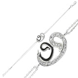 Sterling Silver Two Vav Symbol Bracelet - Sparkling Cubic Zirconia