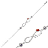 Sterling Silver Infinity Canim Bracelet - Evil Eye & Ladybug Charm