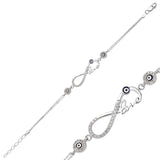 Sterling Silver Infinity Love Bracelet with Evil Eye Charms