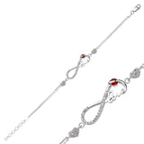 Sterling Silver Infinity Love Bracelet with Zirconia & Ladybug Charm