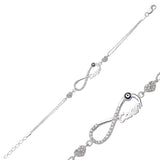 Sterling Silver Infinity 'Canim' Bracelet with Zirconia & Evil Eye