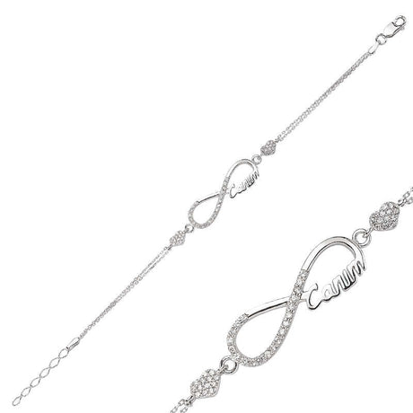 Sterling Silver Infinity 'Canim' Bracelet - Sparkling Zirconia Design