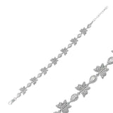 Sterling Silver Butterfly & Teardrop Cubic Zirconia Bracelet