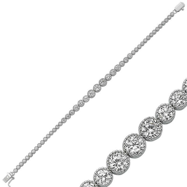 Sterling Silver Tennis Bracelet - White Zirconia Bezel Set Sparkle