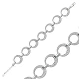 Sterling Silver Zirconia Pave Linked Circle Statement Bracelet