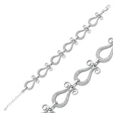 Bracelet - Elegant Sterling Silver Sparkling Tulip Link Design