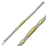 Two-Tone Mesh Bracelet - Silver-Tone & Gold-Tone Patterned Design