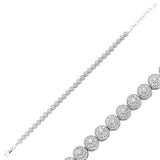 Sterling Silver Sparkling Round Cluster Tennis Bracelet