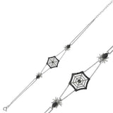 Bracelet - Sterling Silver Black Stone Spider Web & Spider Design