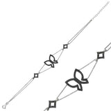 Sterling Silver Butterfly Bracelet - Dainty Black Stone Design