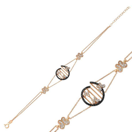 Bracelet - Rose Gold Plated Zirconia Butterfly Pavé Design
