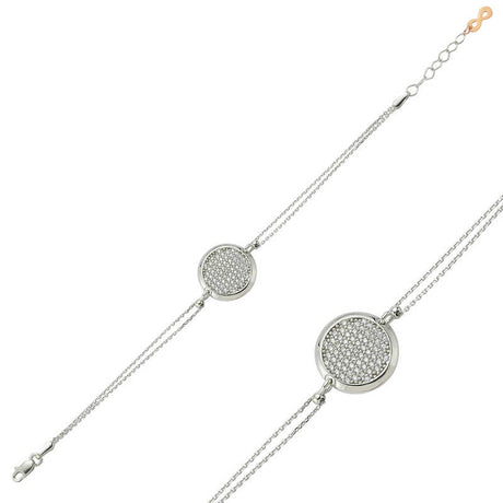 Sterling Silver Pavé Zirconia Bracelet - Dainty Infinity Accent