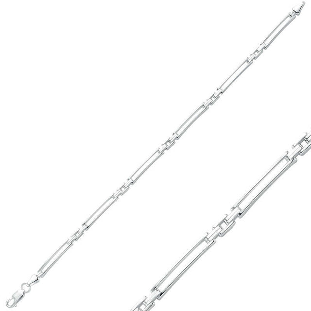 Sterling Silver Men's Bracelet - Sleek Double Bar Link Design