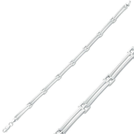 Men's Bracelet - Sterling Silver Modern Double Bar Link