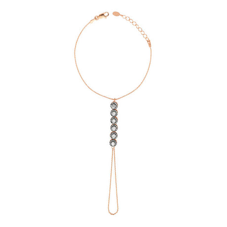 Rose Gold Tone Hand Chain Bracelet - Sparkling Diamond-Style Setting