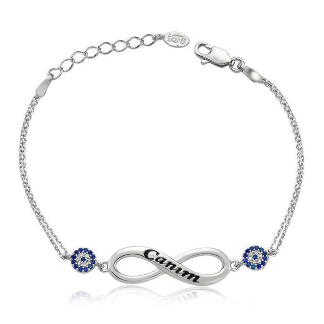 Sterling Silver Infinity 'Canim' Bracelet with Evil Eye Zirconia