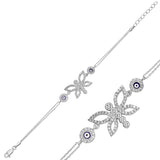 Sterling Silver Butterfly & Evil Eye Cubic Zirconia Bracelet