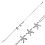 Sterling Silver Dainty Starfish Charm Bracelet - Nautical Sparkle