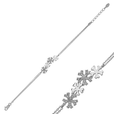 Sterling Silver Bracelet - Sparkling Snowflake Charm Design