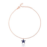 Anklet - Rose Gold Plated Sterling Silver Blue Star Charm