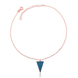 Anklet - Rose Gold Tone Blue Stone Triangle Pendant