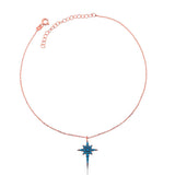 Anklet - Rose Gold Plated Silver Blue North Star Charm