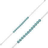 Sterling Silver Dainty Floral Turquoise & CZ Line Bracelet