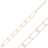 Rose Gold Plated Silver Chevron Bracelet with Zirconia