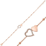 Rose Gold Plated Sterling Silver Double Heart CZ Bracelet