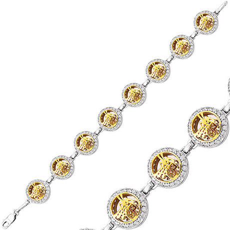 Elegant Tughra Charm Bracelet - Two-Tone Silver & Gold with Zirconia