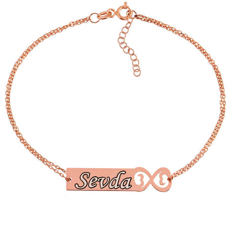 Personalized Rose Gold Plated Infinity Name Bar Bracelet