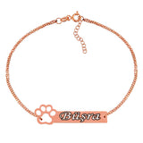 Bracelet - Rose Gold Plated Personalized Paw Print Name