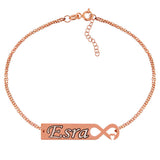 Rose Gold Tone Personalized Infinity Heart Name Bracelet