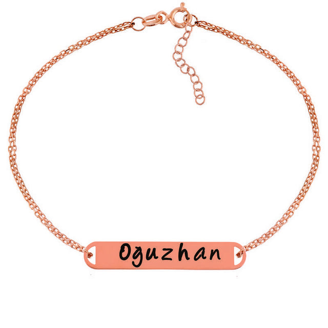 Rose Gold-Tone Personalized Name Bar Bracelet - Dainty Style