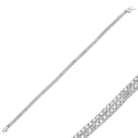 Sterling Silver Two-Row Tennis Bracelet - Dazzling Cubic Zirconia