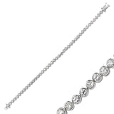 Sterling Silver - Bezel Set Cubic Zirconia Tennis Bracelet