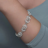 Bracelet floral en filigrane en argent sterling - Délicatement fait main
