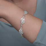Sterling Silver Filigree Leaf Design Bracelet - Elegant & Ornate