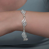 Sterling Silver Filigree Leaf Design Bracelet - Elegant & Ornate