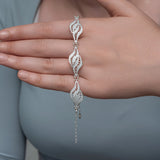 Sterling Silver Filigree Leaf Design Bracelet - Elegant & Ornate
