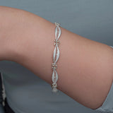 Sterling Silver Filigree Bracelet - Elegant Oval Design