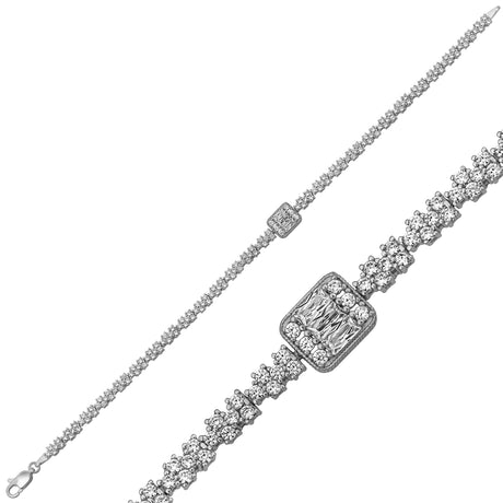 Sparkling Tennis Bracelet - Silver-Tone Cubic Zirconia Baguette Accent