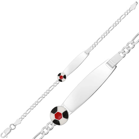 Child's Sterling Silver Football ID Bracelet with Enamel Charm