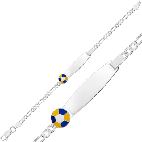 Sterling Silver Children's ID Bracelet - Soccer Ball Charm