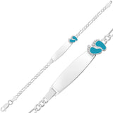 Sterling Silver Baby ID Bracelet - Personalized Blue Footprint Design