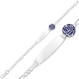 Sterling Silver Masallah Calligraphy ID Bracelet - Blue Enamel