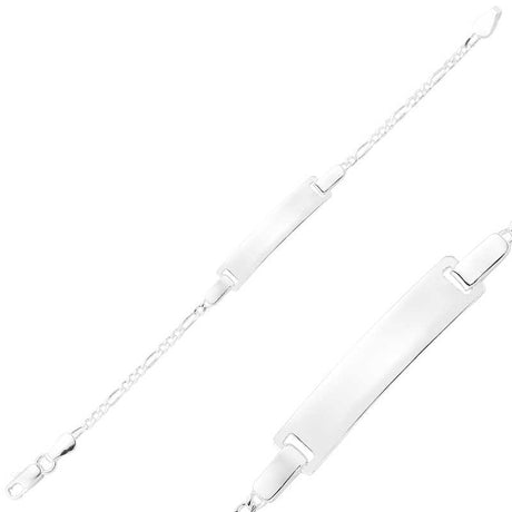 Child's ID Bracelet - Sterling Silver Figaro Chain Engravable Plate